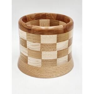 Handcrafted Multi Segmented Wood Hand Tooled Utentil Holder 4.5" Studio Wood